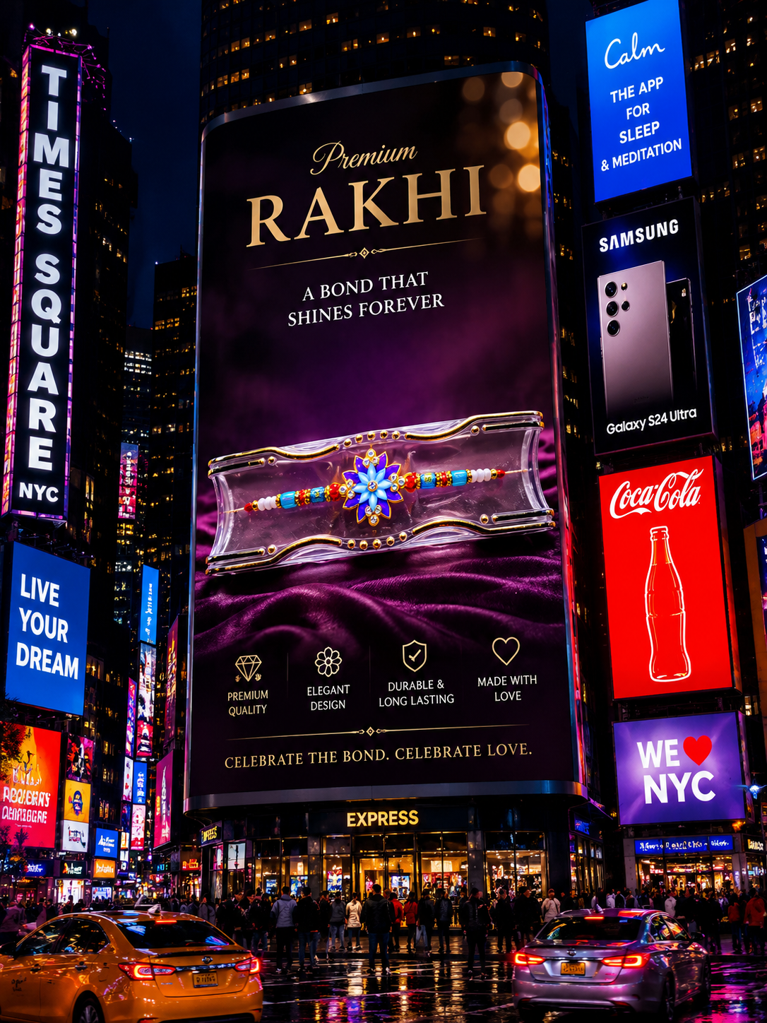 Royal Blue Floral Designer Rakhi – Elegant Handmade Raksha Bandhan Rakhi with Multicolor Beads